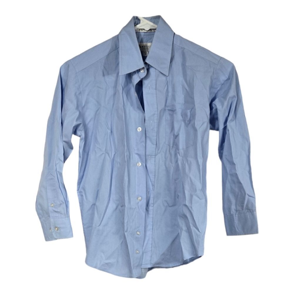 Van Heusen Boys Blue Point Collar Long Sleeve Dress Shirt Formal Wedding Fancy